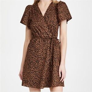 Madewell Leopard Print Wrap Dress 100% Cotton Size M